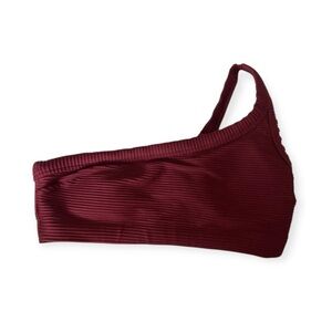 Old Navy One-Shoulder Ribbed Bikini Top Burgundy